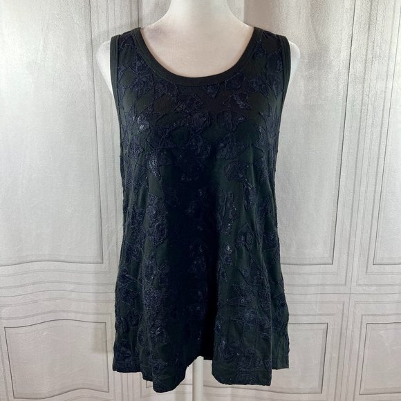 NWT MANOUSH Black Navy Floral Lace Tank Top Sz Small - Picture 1 of 8